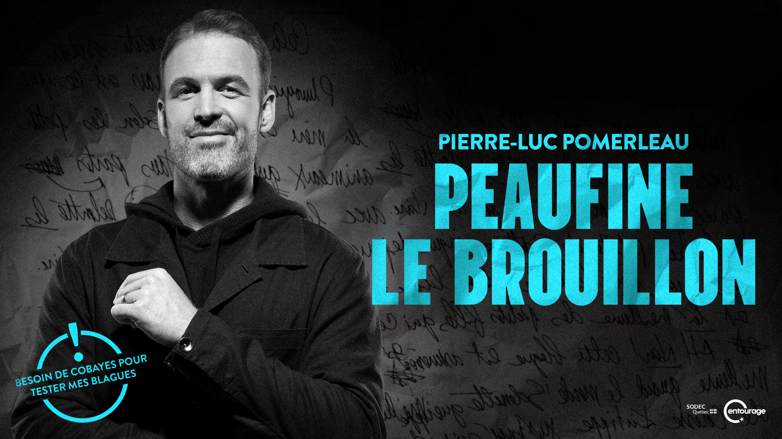 Affiche du spectacle de Pierre-Luc Pomerleau, Moqueur polyglotte.